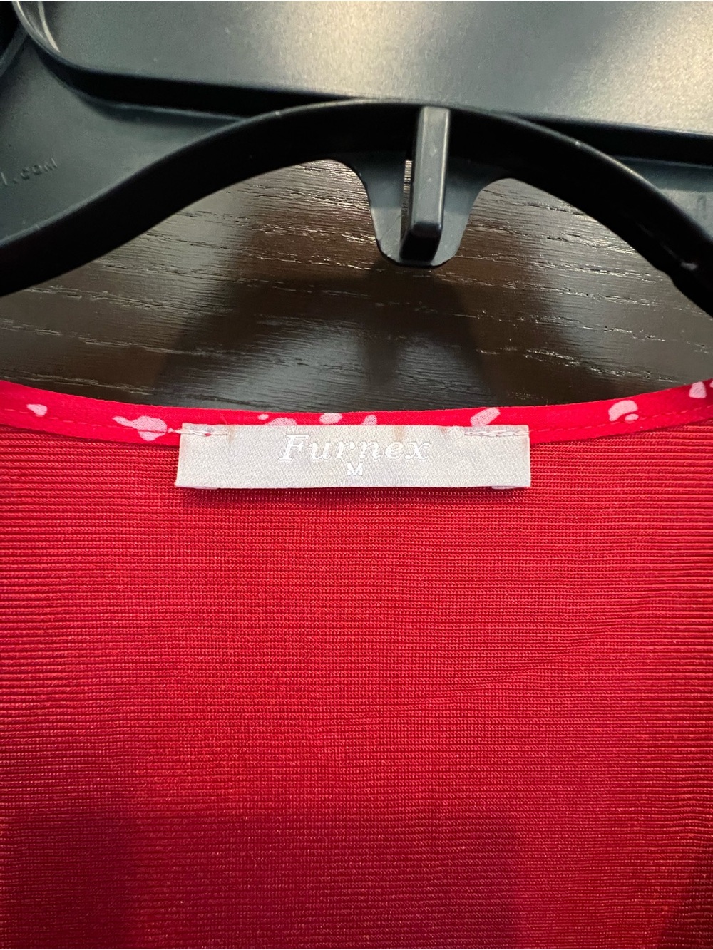 Red V-Neck Women's Top with White Dot Print - Picture 4 of 5